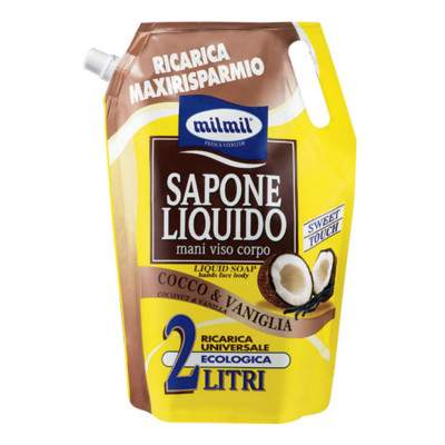 Rezerva sapun lichid cu cocos si vanilie, 2 L, Milmil