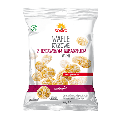 Rondele de orez cu sfecla rosie fara gluten, 40 g, Sonko