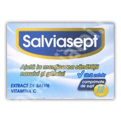 Salviasept fara zahar, 12 comprimate, Zdrovit