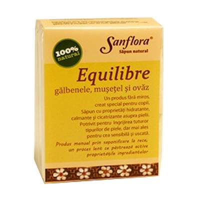 Sapun echilibrant cu galbenele, musetel, ovaz, 100 g, Sanflora