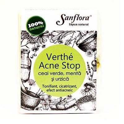 Sapun natural cu ceai verde, menta si urzica, 100 g, Sanflora