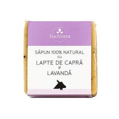 Sapun natural cu lapte de capra si lavanda, 110 g, Trio Verde