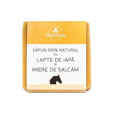 Sapun natural cu lapte de iapa si miere de salcam, 110 gr, Trio Verde