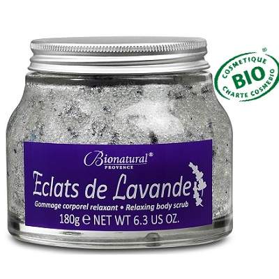 Exfoliant bio pentru corp cu cristale de zahar si lavanda, 180g, BioNatural