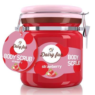 Scrub de corp cu capsuni Dairy Fun, 300 g, Delia Cosmetics