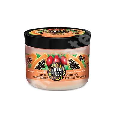 Exfoliant cu cristale de zahar pentru corp cu papaya si tamarillo, Tutti Frutti, 300 g, Farmona