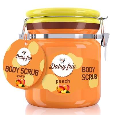 Scrub de corp cu piersica Dairy Fun, 300 g, Delia Cosmetics