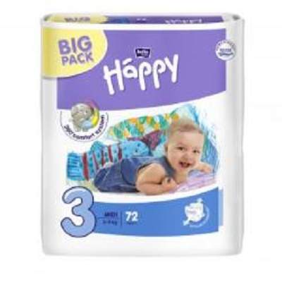 Scutece Happy nr. 3 Midi, 5-9 kg, 72 buc, Bella Baby