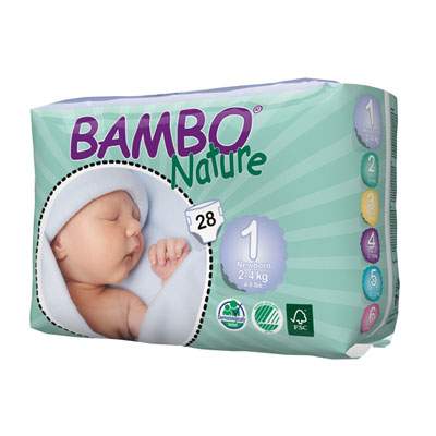 Scutece nr.1 Newborn, 2-4 kg, 28 bucati, 310131, Bambo Nature