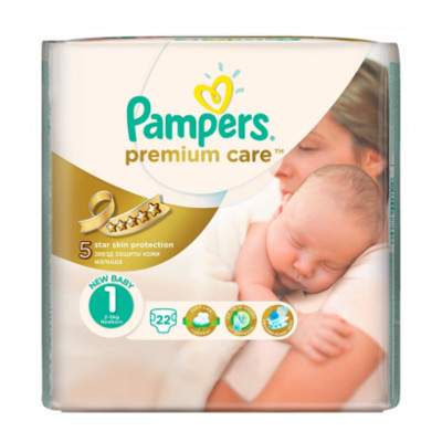 Scutece nr. 1 Premium Care Newborn, 2-5 kg, 22 bucati, Pampers