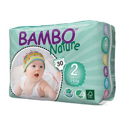 Scutece nr.2 Mini, 3-6 kg, 30 bucati, 310132, Bambo Nature