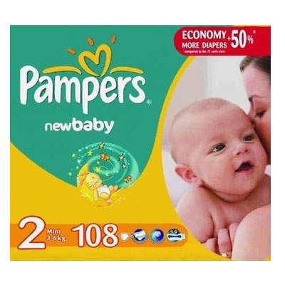 Scutece nr. 2 New Baby Mini, 3-6 kg, 108 bucati, Pampers