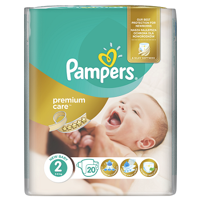 Scutece, Nr.2, Premium Care, 3-6Kg, 20 bucati, Pampers