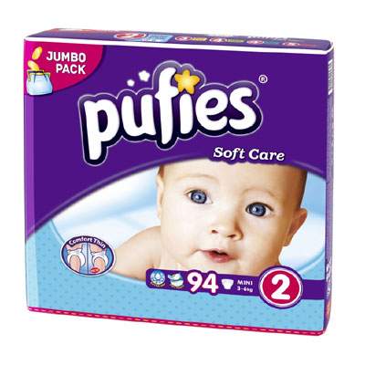 Scutece nr.2 Pufies Mini Soft Care, 3-6 kg, 94 buc, Ficosota Sintez