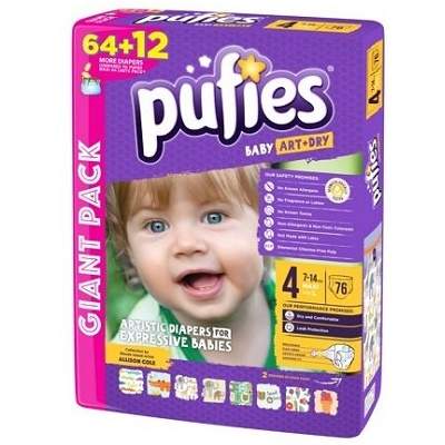 Scutece nr.4 Pufies Baby Art Junior, 7-14Kg, 76buc, Ficosota Sintez