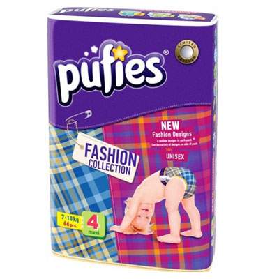 Scutece nr.4 Pufies Maxi Fashion Collection, 7-18 kg, 66 buc, Ficosota Sintez