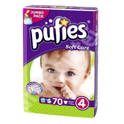 Scutece nr.4 Pufies Soft Care Maxi, 7-18 kg, 70 buc, Ficosota Sintez