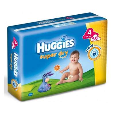 Scutece nr. 4 SuperDry, 7-14 kg, 50 bucati, Huggies