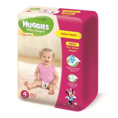 Scutece nr.4 Ultra Comfort Girl, 8-14 Kg, 80 bucati, Huggies