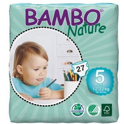 Scutece, nr.5, Eco Junior, 12-20 kg, 27 bucati, 310135, Bambo Nature