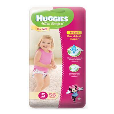 Scutece nr.5 Ultra Comfort Girl, 12-22 kg, 56 bucati, Huggies