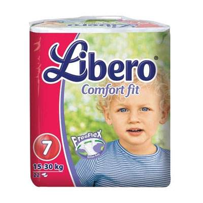 Scutece nr.7 unica folosinta Comfort Fit, 15-30 Kg, 22 bucati, Libero