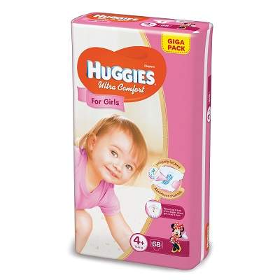 Scutece - Ultra Confort, Girl, Giga nr 4+, 10-16 kg, 68 buc, Huggies