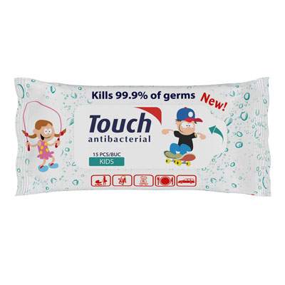 Servetele umede antibacteriene Kids, 15 bucati, Touch