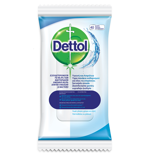 Servetele umede dezinfectante pentru suprafete multiple, 40 bucati, Dettol