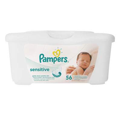 Servetele umede in cutie Sensitive, 56 bucati, Pampers