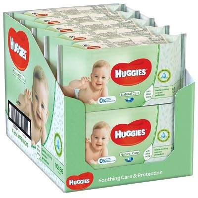 Servetele umede cu aloe vera, Natural Care, +0 luni, 56 bucati x 10 pachete, Huggies