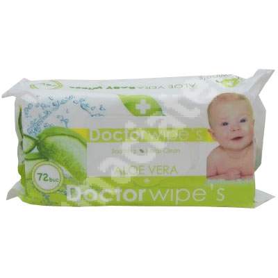 Servetele umede pentru copii cu Aloe Vera, 72 bucati, Doctor Wipe's