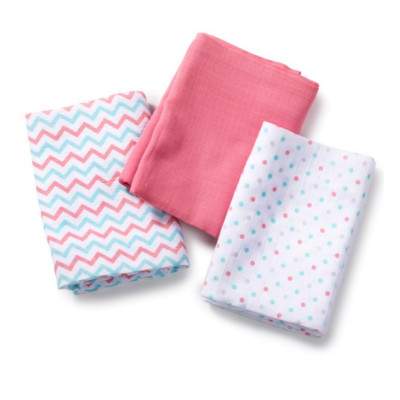 Set 3 paturici de muselina roz/albastru SwaddleMe, 87396, Summer Infant