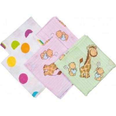 Set 5 Scutece din bumbac, +0 luni, 70x70cm, 304-02, diverse modele, Fillikid