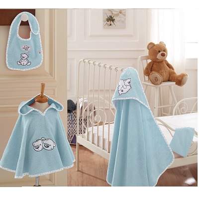 Set baie - TwinBears, bleu, +0 luni, Ecocotton