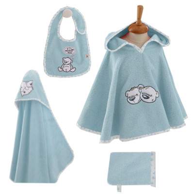 Set de baie albastru Twin Bears, Ecocotton