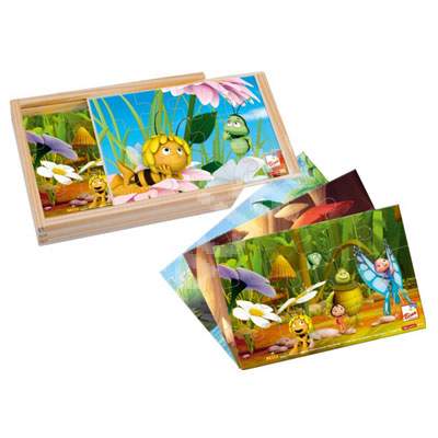 Set din lemn Albinuta Maya, 4 puzzle, +3 ani, HOE02355, Bino