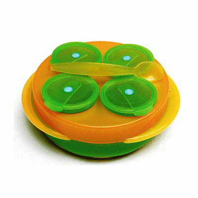 Set hranire travel Babysnack portocaliu/verde, +4 luni, 210007, dBb Remond 