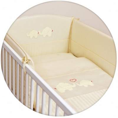 Set lenjerie pentru patut, 3 piese, Elefantel, Ceba Baby