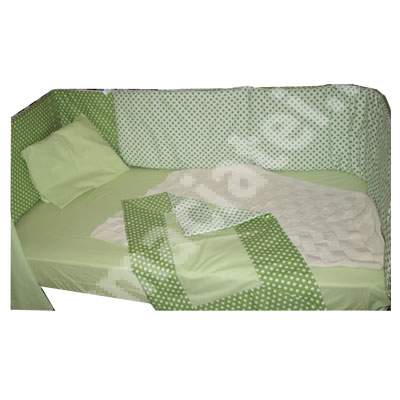 Set lenjerie de pat buline verde Schimbul 3 Vesel, 4 piese, 140x70 cm, Bebemix