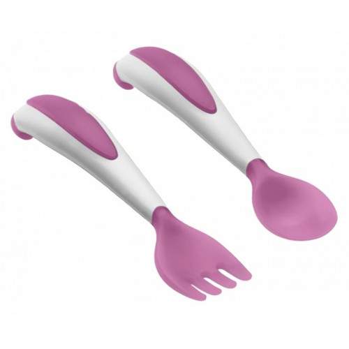 Set lingurita si furculita Orchid, +6 luni, Thermobaby