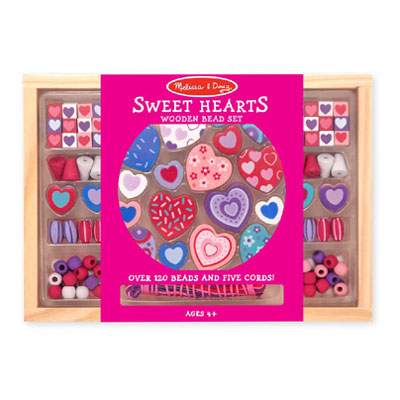 Set margele din lemn Sweet Hearts, MD4175, Melissa&Doug