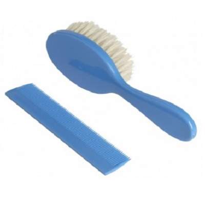 Set perie par natural si pieptan, bleu, DbB Remond 