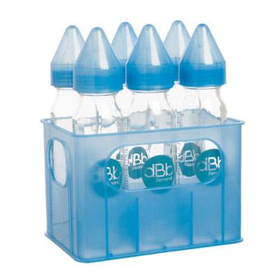 Set suport uscator + 6 biberoane turcoaz anticolici din sticla tetina silicon 0-4 luni, 6x240 ml, 177366, dBd Remond