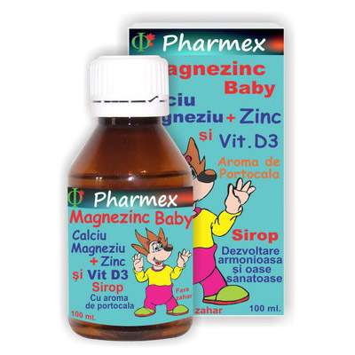 Sirop cu aroma de portocala Magnezinc Baby, 30 ml, Pharmex