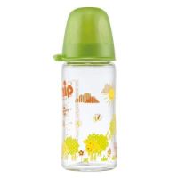 Biberon din sticla cu tetina din silicon pentru lapte, 240 ml, 35063, Nip