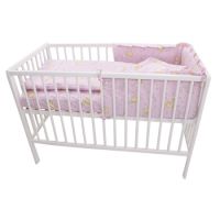 Lenjerie de pat 4 piese Roz Teddy Stelute, 140 x 70 cm, My Kids