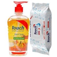 Oferta Pachet Sapun antibacterial Exotique si servetele, 500ml, Touch