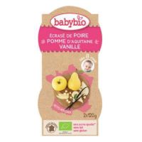 Piure Bio din mere, pere si vanilie, +8luni, 2x120g, BabyBio