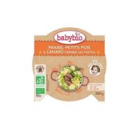 Piure Bio Meniu din pastarnac, mazare si rata de ferma, +15luni, 260 g, Babybio